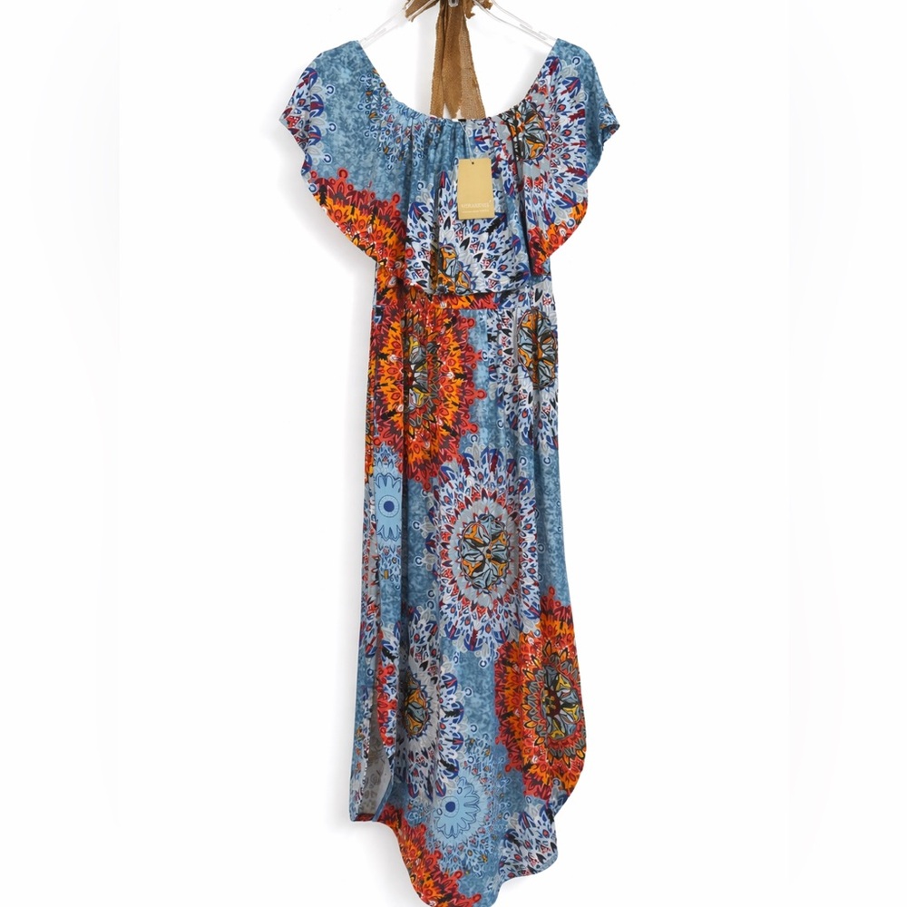 VERABENDI Boho Maxi Dress Size Large | Off or On Shoulder | Pockets | - Picture 3 of 4